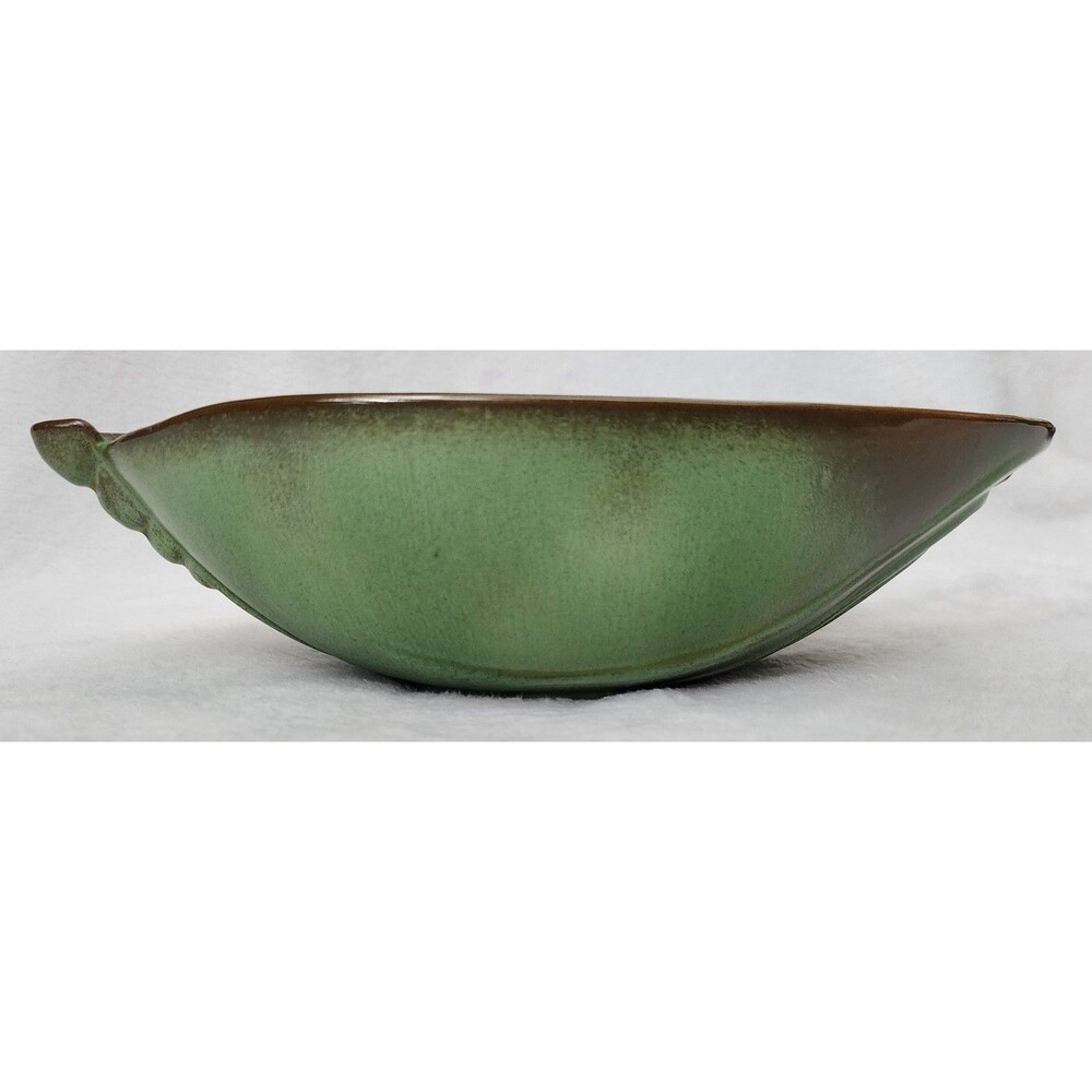 Vintage FRANKOMA Pottery Bowl #202 Prairie Brown Green Oval Serving Fruit Bowl - Picture 15 of 16
